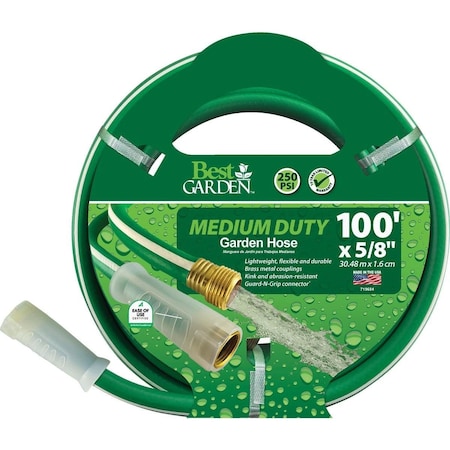 Best Garden 5/8 in ID x 100 ft L Medium Duty Garden Hose W/ Guard-N-Grip, Vinyl Tube DBAW58100V2